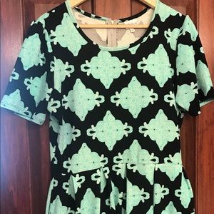 Lularoe dress plus sz 2X black and teal EUC!